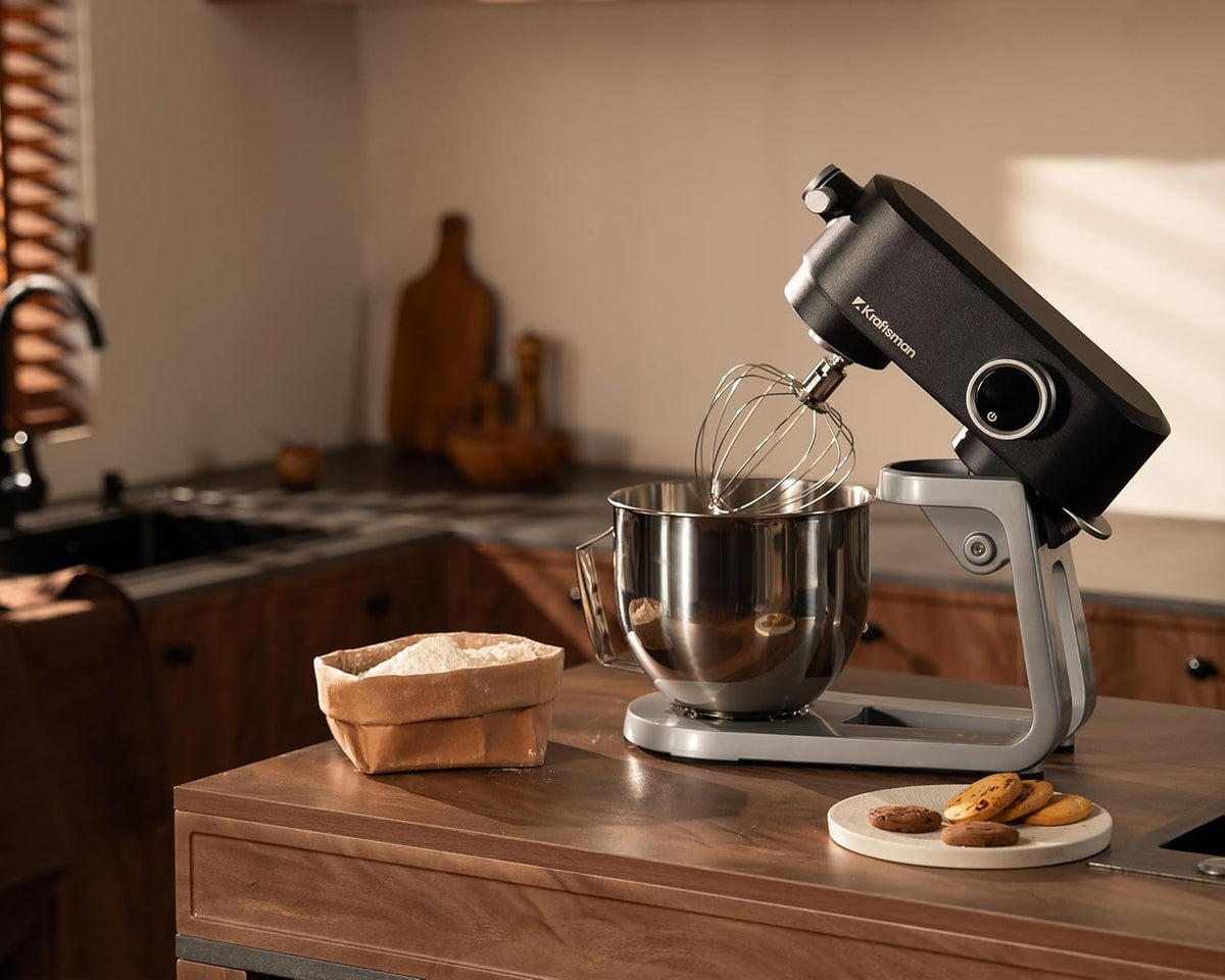 Stand Mixer 5.3 Qt 8 Speeds Timer Stainless Steel Bowl Black
