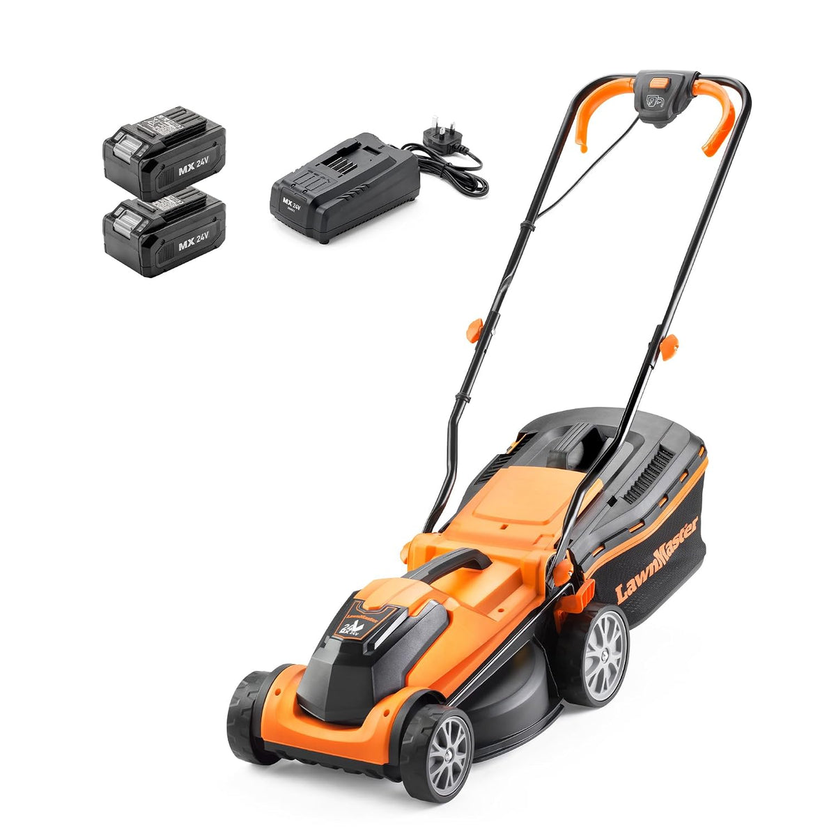 Cordless Lawn Mower 13.4in 24V 2x4.0Ah Batteries Rear Roller