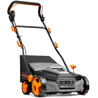Corded Electric Artificial Grass Sweeper 1800W 11.9 Gal Bag 14.96in 5 Heights Gray Black Orange