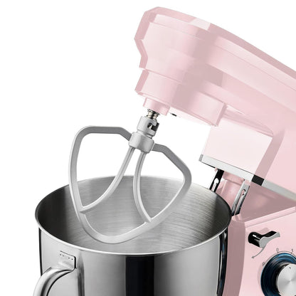 Stand Mixer 1200W 7.4 Qt Stainless Steel Bowl 6 Speeds Pulse Pink