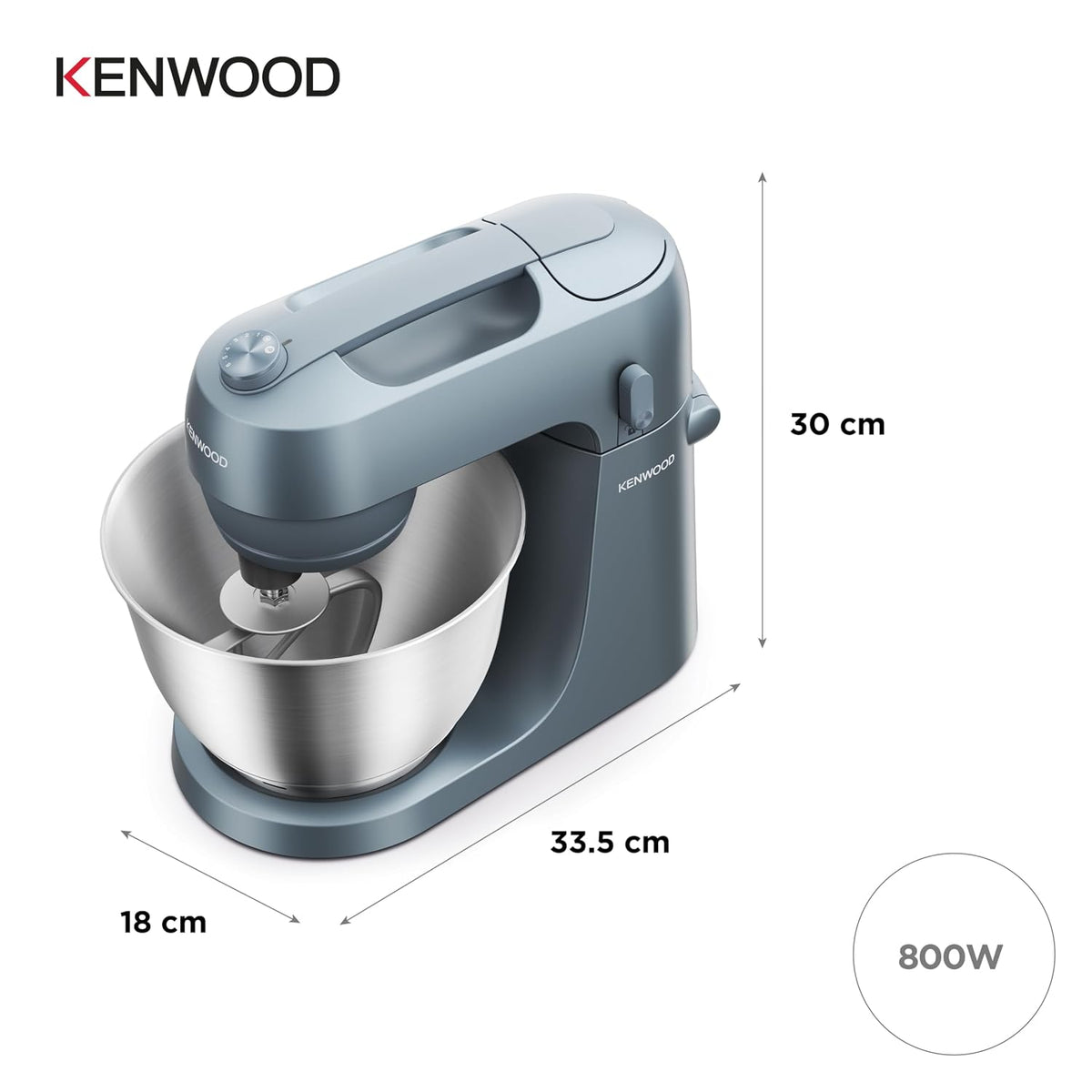 Stand Mixer 4.2 Qt 800W 6 Speeds Storm Blue