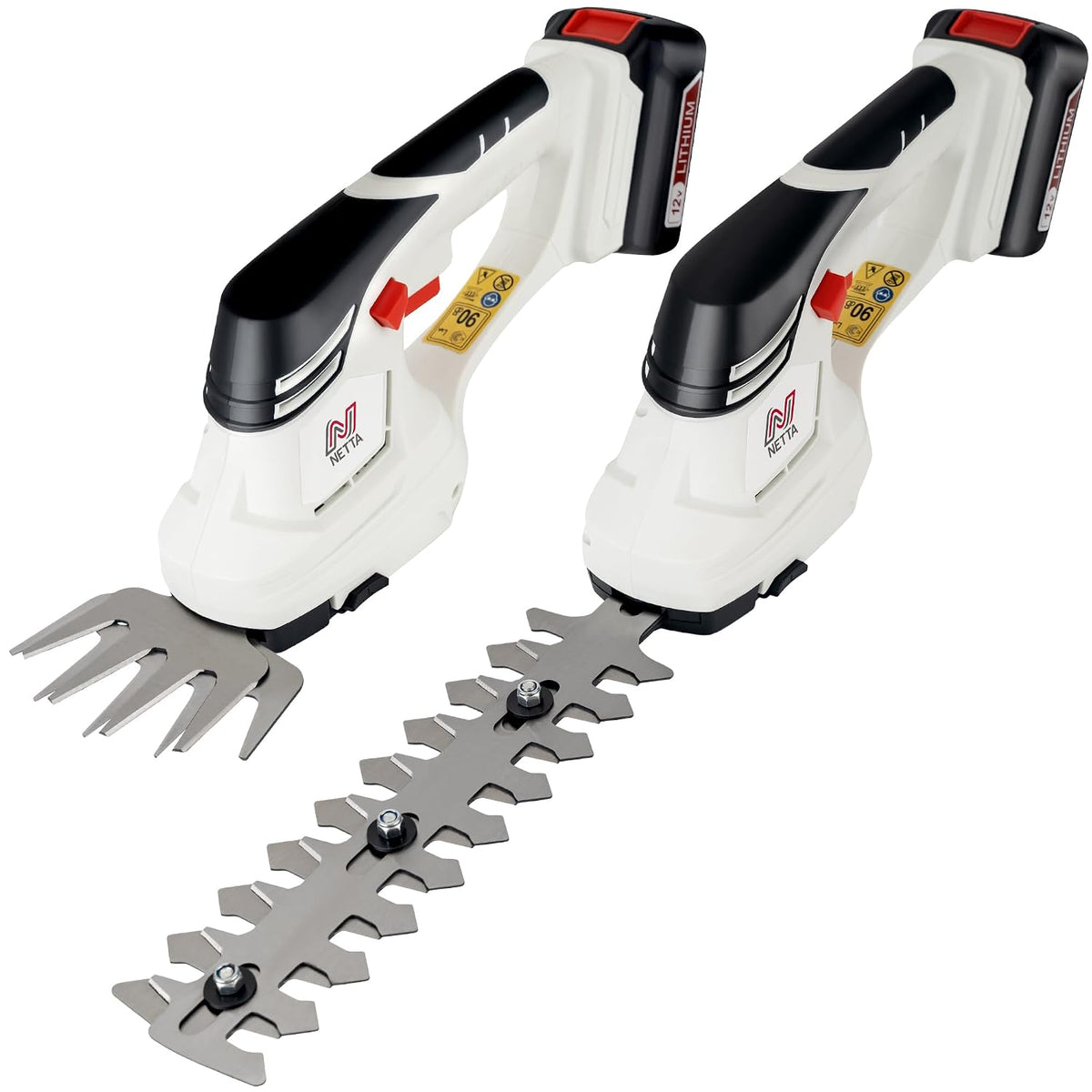 2-in-1 Cordless Hedge Trimmer & Grass Shear 7.2V 1500mAh 6.7in Blade Black White
