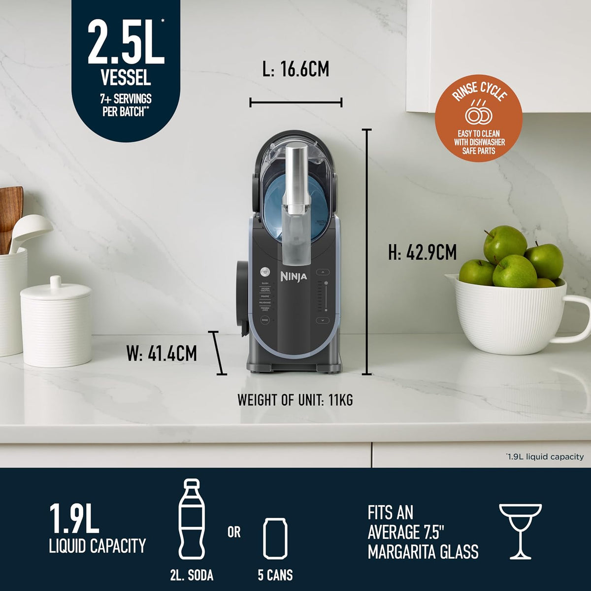 Frozen Drinks Maker 2 Qt 5 Presets WhisperChill Technology Arctic Blue