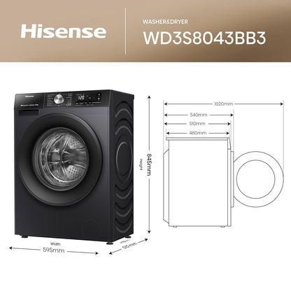 Freestanding Washer Dryer 17.6lb Wash 11lb Dry 1400Rpm Black