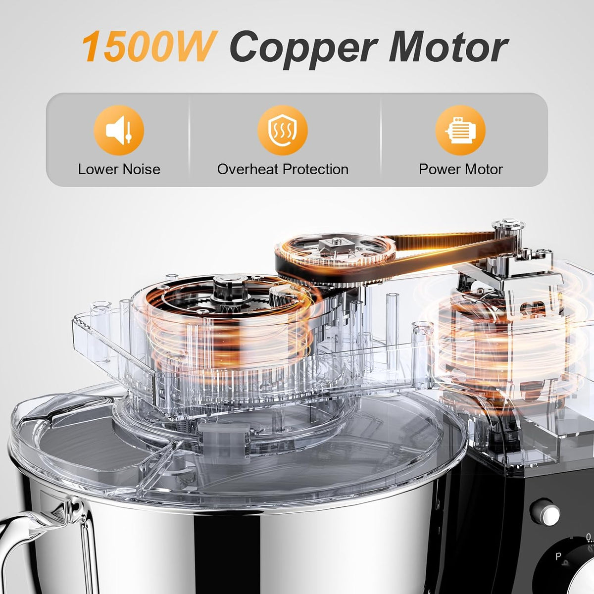 Stand Mixer 5.8 Qt 1500W 10 Speed Pulse Black
