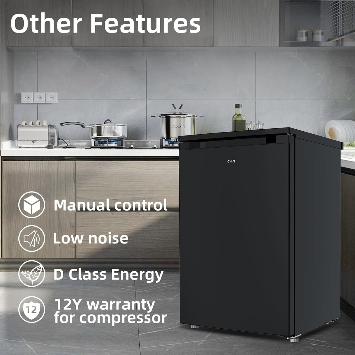 Upright Freezer 3.2 cu ft Reversible Door Adjustable Thermostat Black