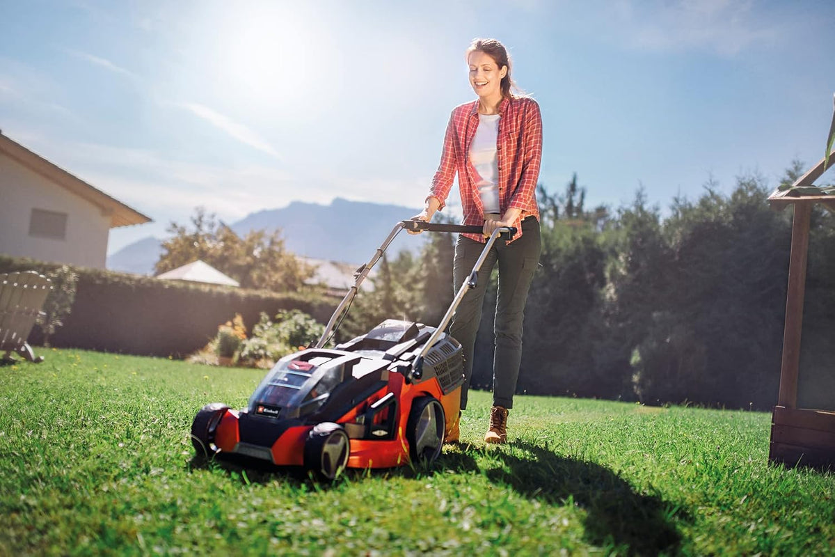 Cordless Lawn Mower 16.9in 16.6 Gal Grass Box 6 Heights Mulching 36V 2 Batteries 2 Chargers
