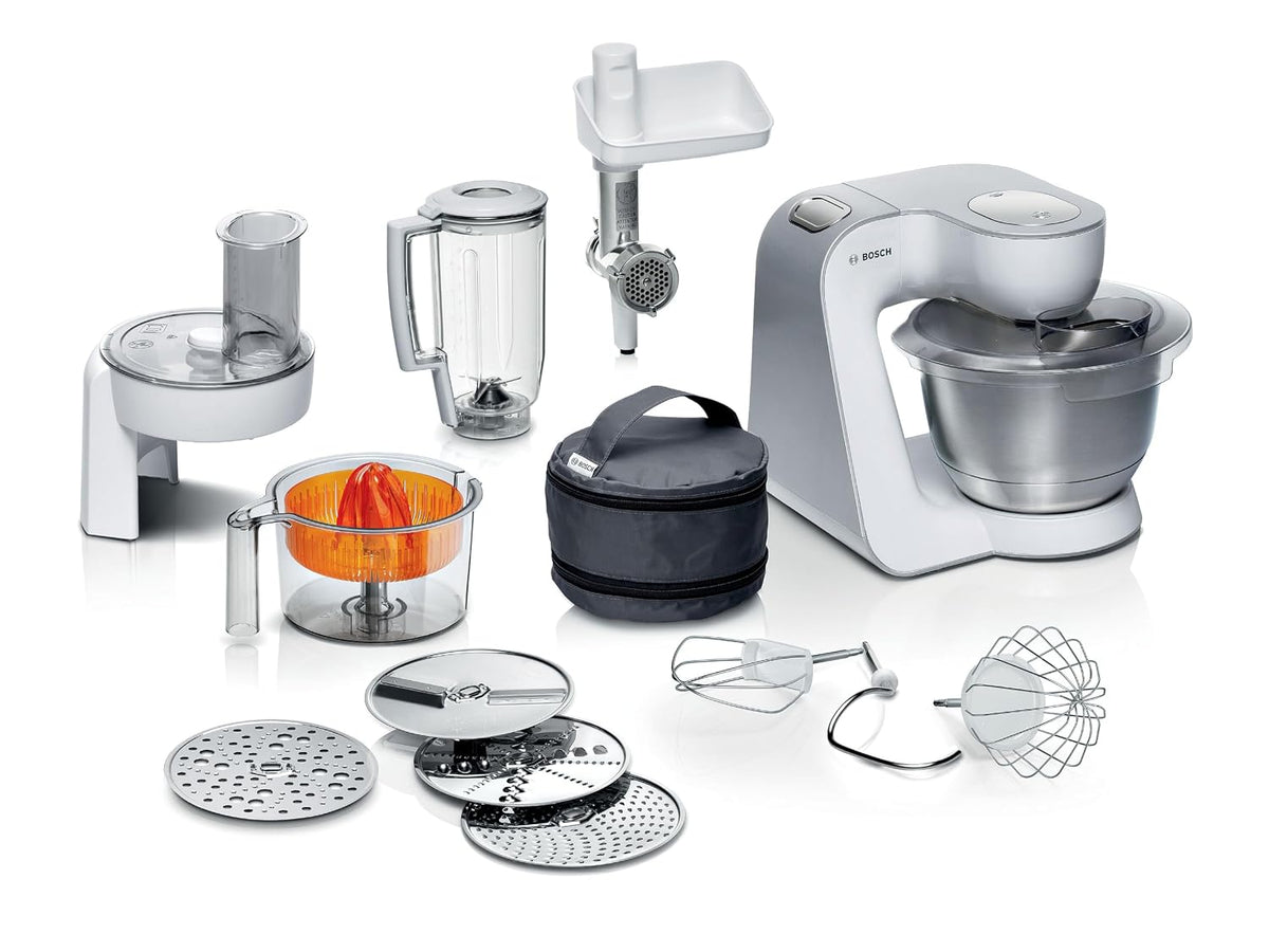 Stand Mixer 7 In 1 1000W 4.1 Qt Bowl 7 Speeds White Silver