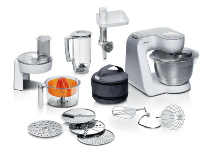 Stand Mixer 7 In 1 1000W 4.1 Qt Bowl 7 Speeds White Silver