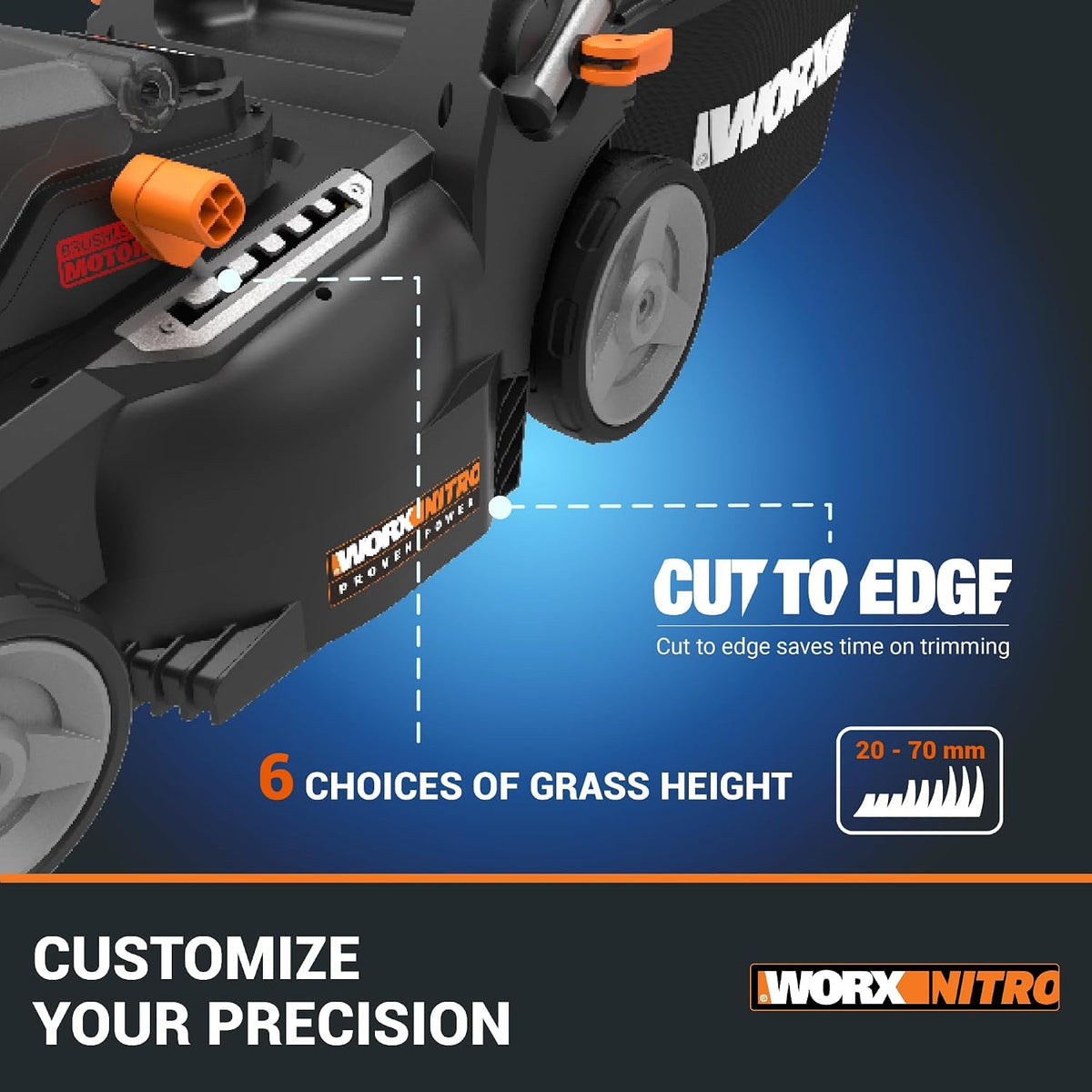 Cordless Lawn Mower 14.6in Cutting Width 6 Height Settings 0.8-2.8 in 40V 4.0Ah Black