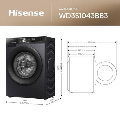 Freestanding Washer Dryer 23.1lb Wash 13.2lb Dry 1400Rpm Black