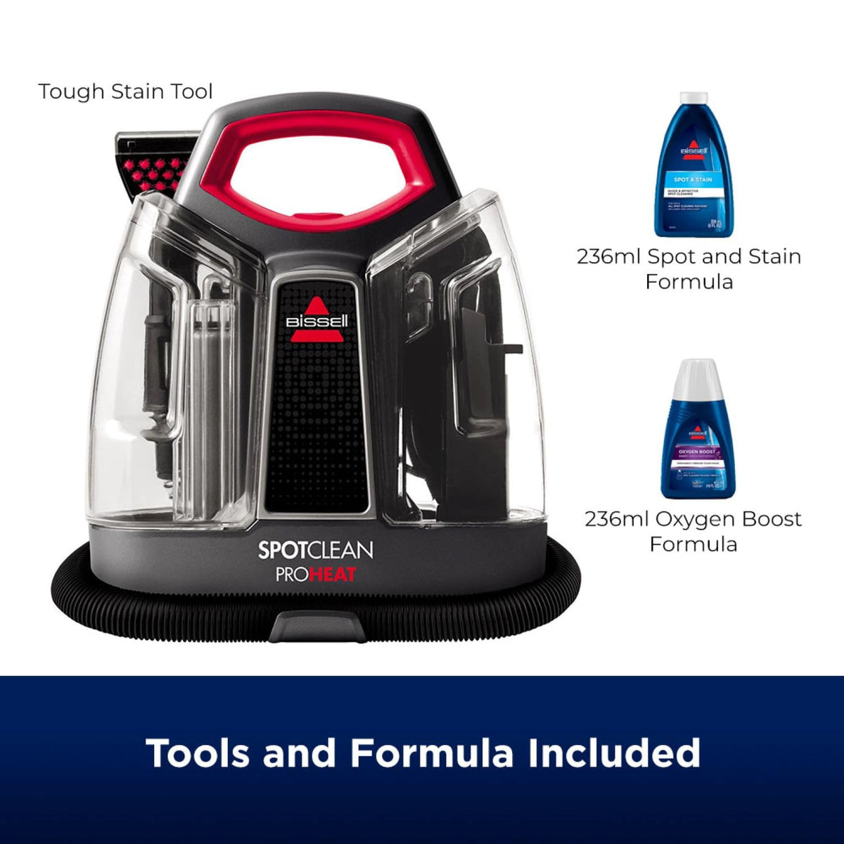 Portable Spot Cleaner 330W HeatWave Technology 4.9ft Hose Titanium/Red