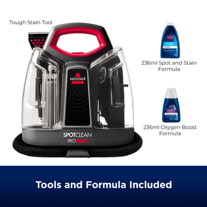 Portable Spot Cleaner 330W HeatWave Technology 4.9ft Hose Titanium/Red