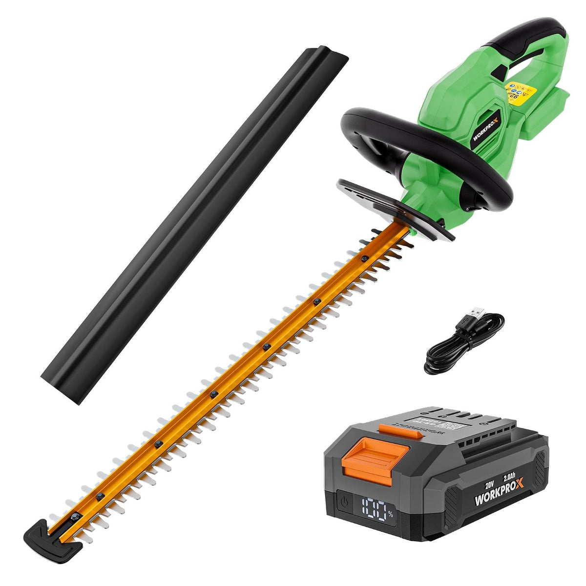 Cordless Hedge Trimmer 20.08in 1200RPM 0.71in Pruning Capacity Green
