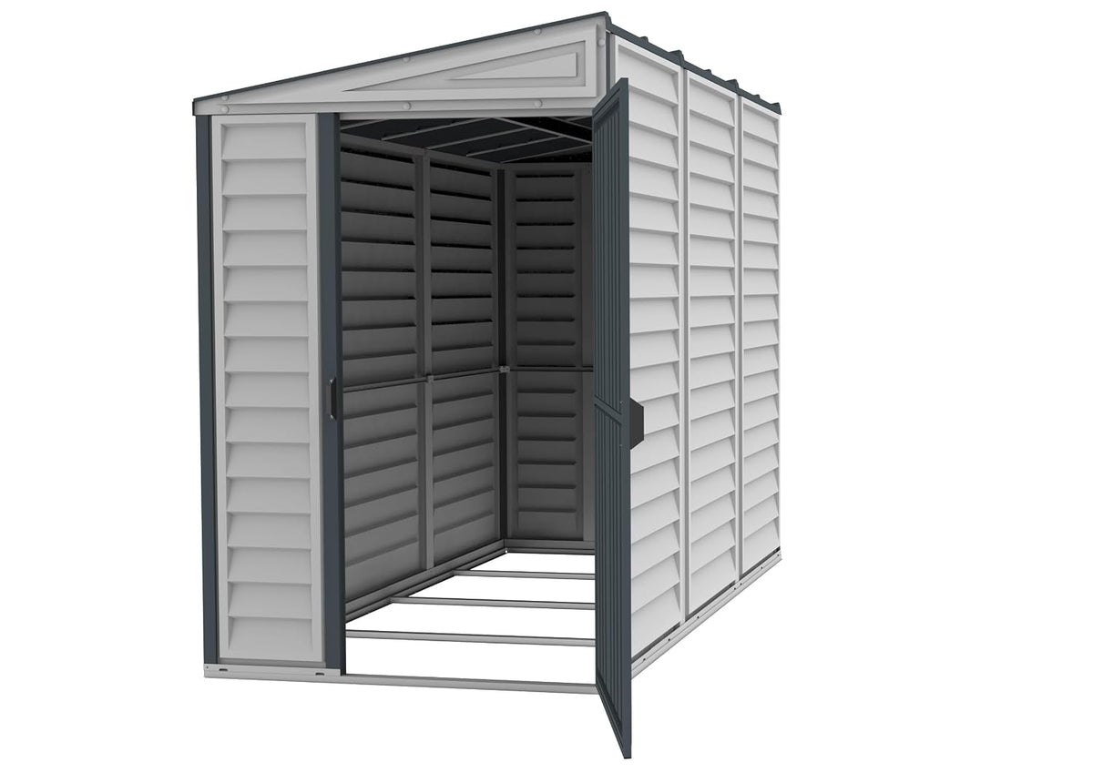 SideMate PLUS 4 x 8 Plastic Garden Shed 2.95 m² with Metal Foundation Kit Dark Gray
