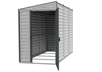 SideMate PLUS 4 x 8 Plastic Garden Shed 2.95 m² with Metal Foundation Kit Dark Gray