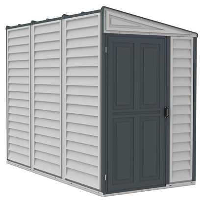 SideMate PLUS 4 x 8 Plastic Garden Shed 2.95 m² with Metal Foundation Kit Dark Gray