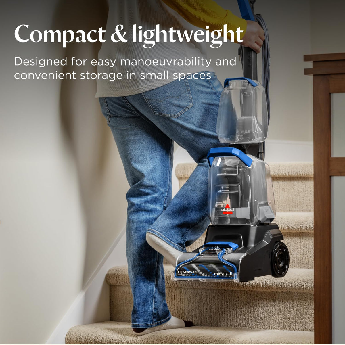 Compact Carpet Cleaner 600W 0.5 Qt Detachable Hose Blue