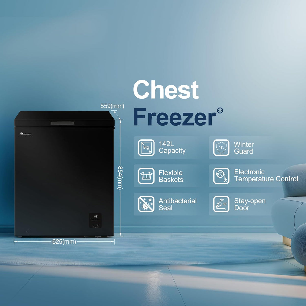 Chest Freezer 5 cu ft 4 Star Winter Guard Black