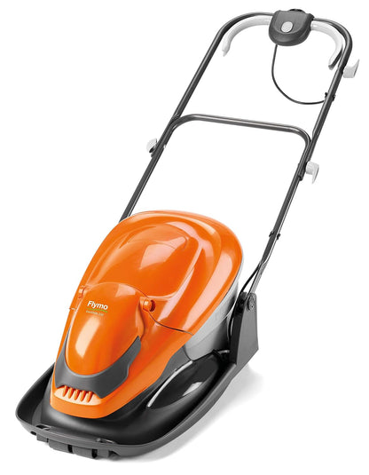 Hover Lawn Mower 14.2in 2000W 6.9 Gal Grass Box 4 Cutting Heights Orange Gray