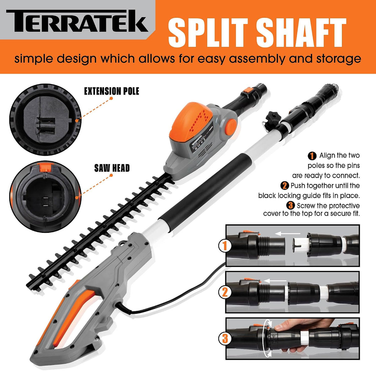 Corded Pole Hedge Trimmer 550W 8.2ft Telescopic 17.7in Blade 4-Position Head