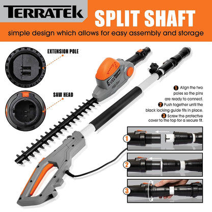 Corded Pole Hedge Trimmer 550W 8.2ft Telescopic 17.7in Blade 4-Position Head