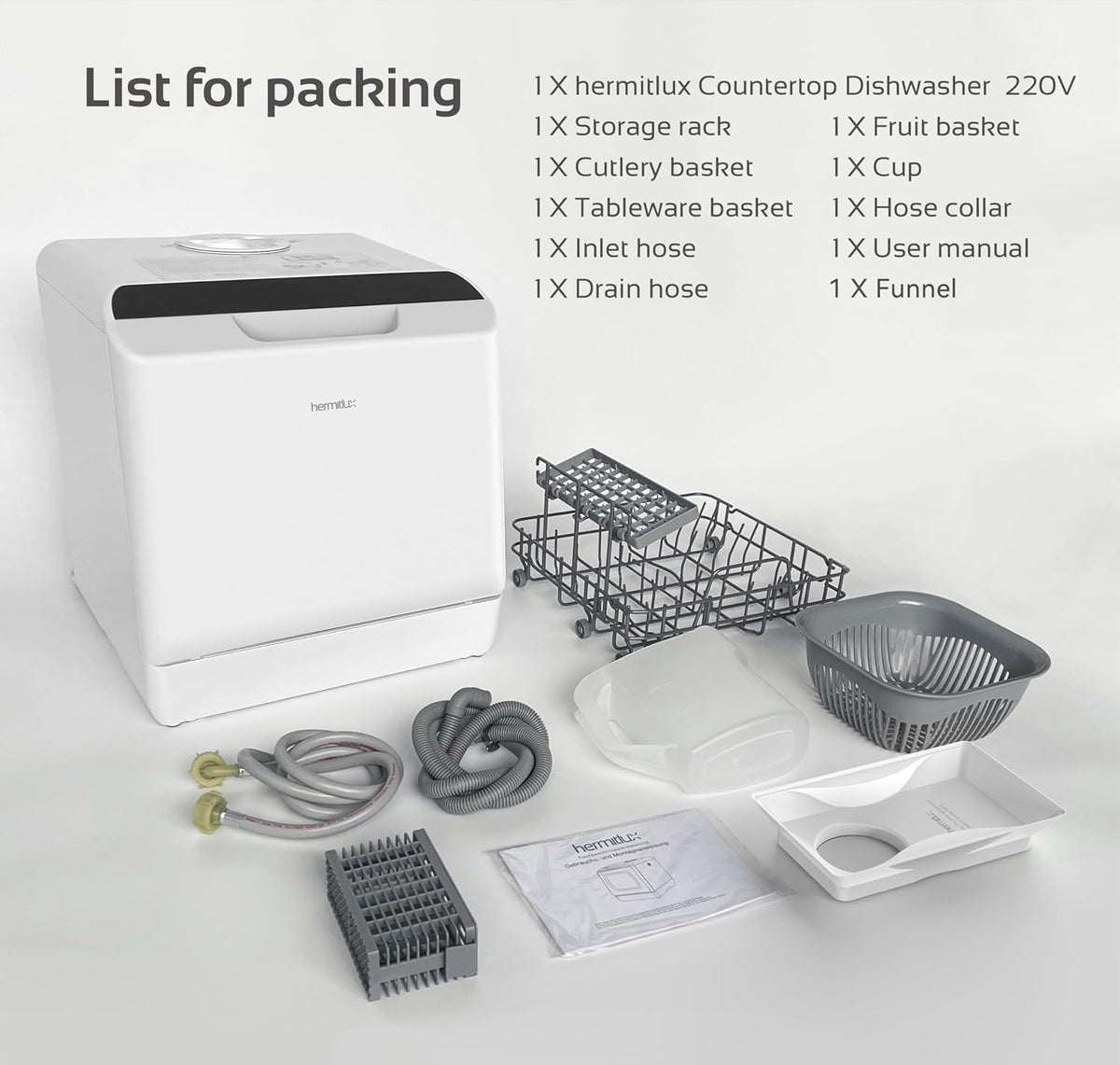 Table Top Dishwasher 5 Place Settings 5.3 Qt Tank 6 Programs White