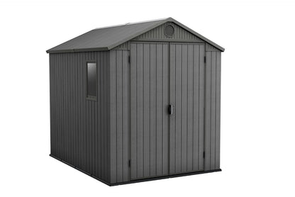 Outdoor Garden Storage Shed 6 X 8 Ft Gray Resin Double Doors