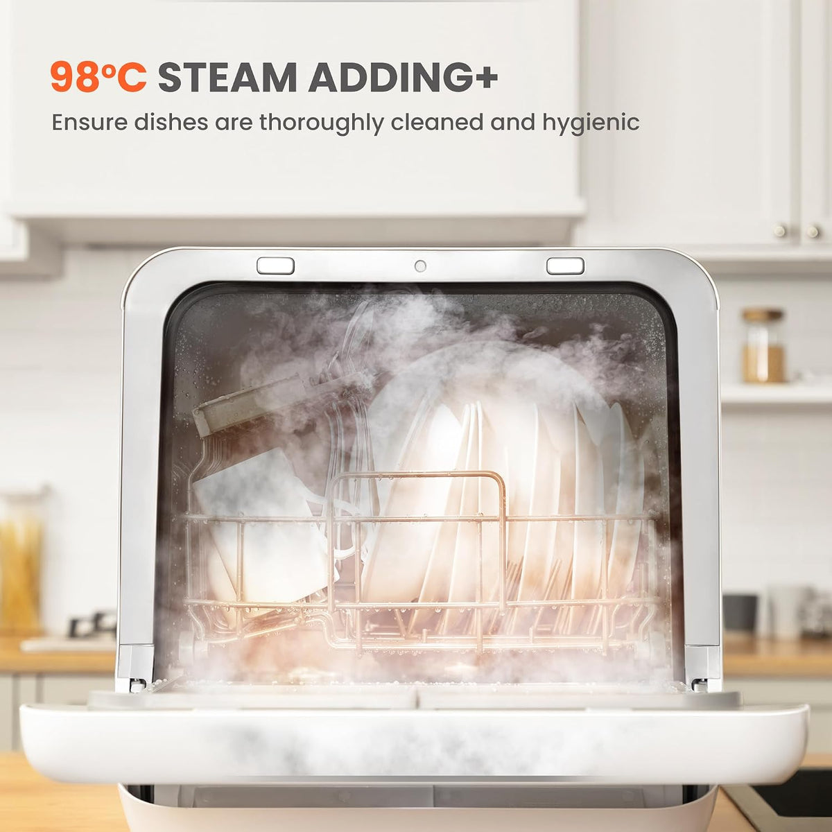 Table Top Dishwasher 6 Programs 5.3 Qt Tank 72H Storage White