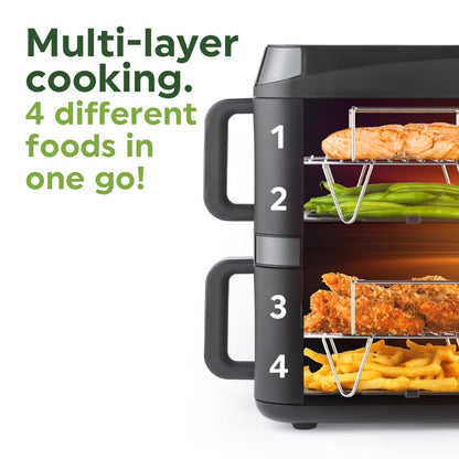 Double Stack Air Fryer 9.5 Qt 2400W 12 Functions Black