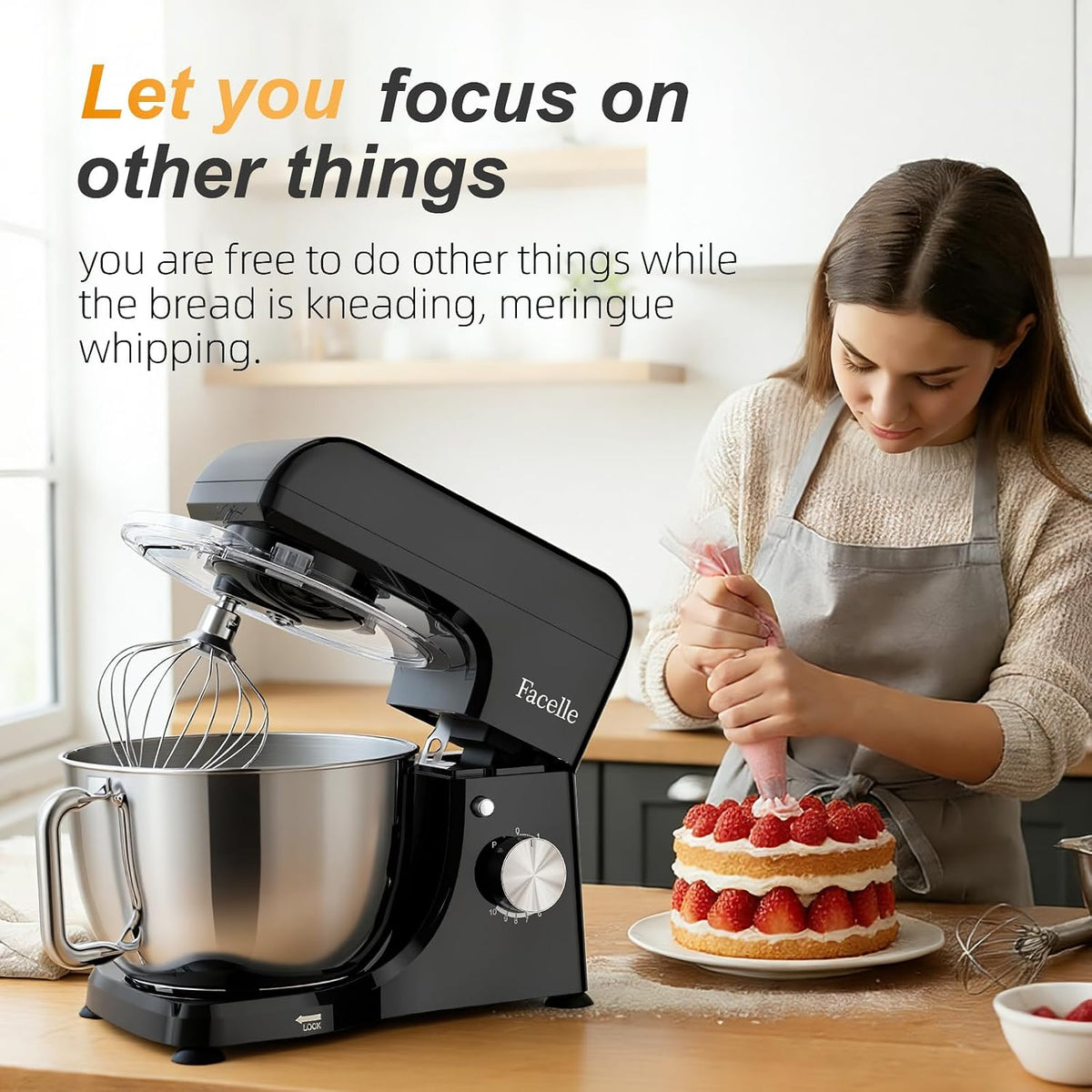 Stand Mixer 5.8 Qt 1500W 10 Speed Pulse Black