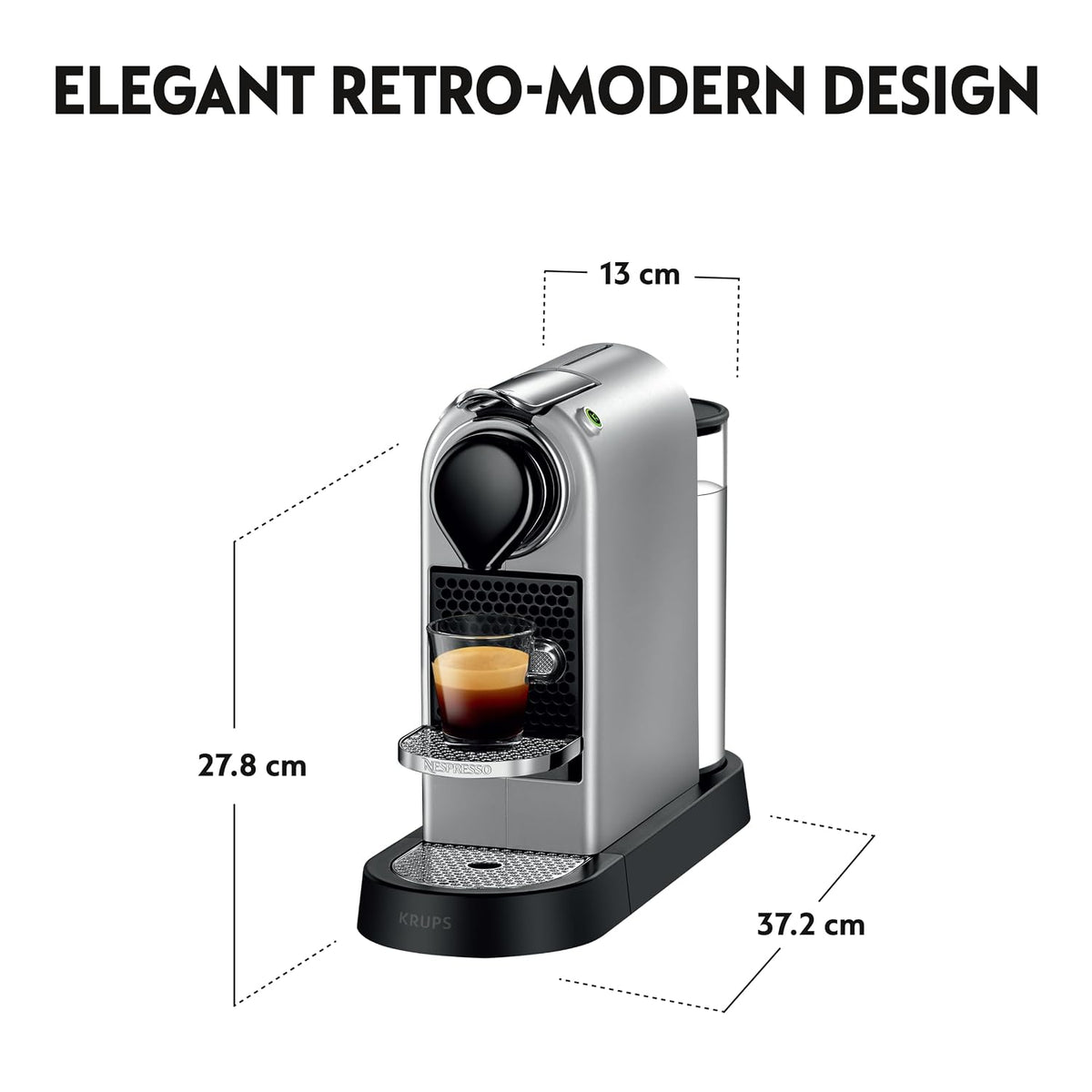Automatic Pod Coffee Machine 1260W 1.1 Qt Removable Tank Silver