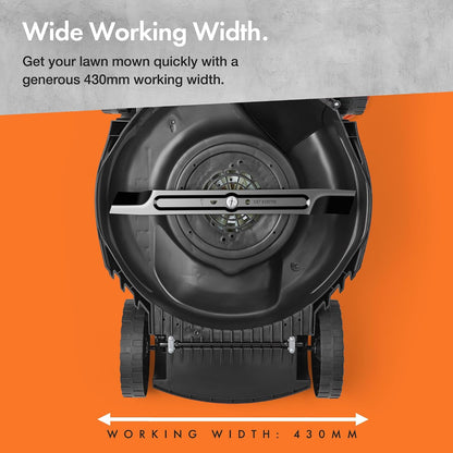 Corded Electric Hover Lawn Mower 1800W 16.9in 13.7 Gal 5 Heights Orange Gray