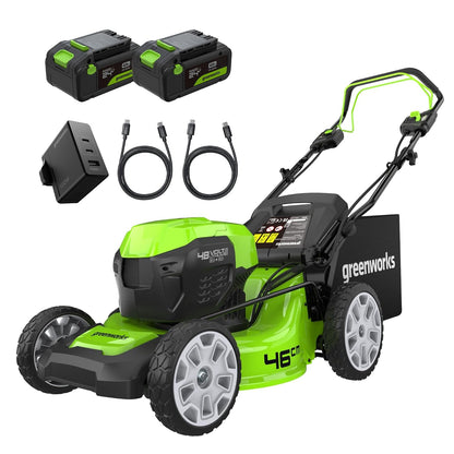 Cordless Lawn Mower 18.1in 48V Self-Propelled 14.5 Gal Bag 2x4Ah Batteries