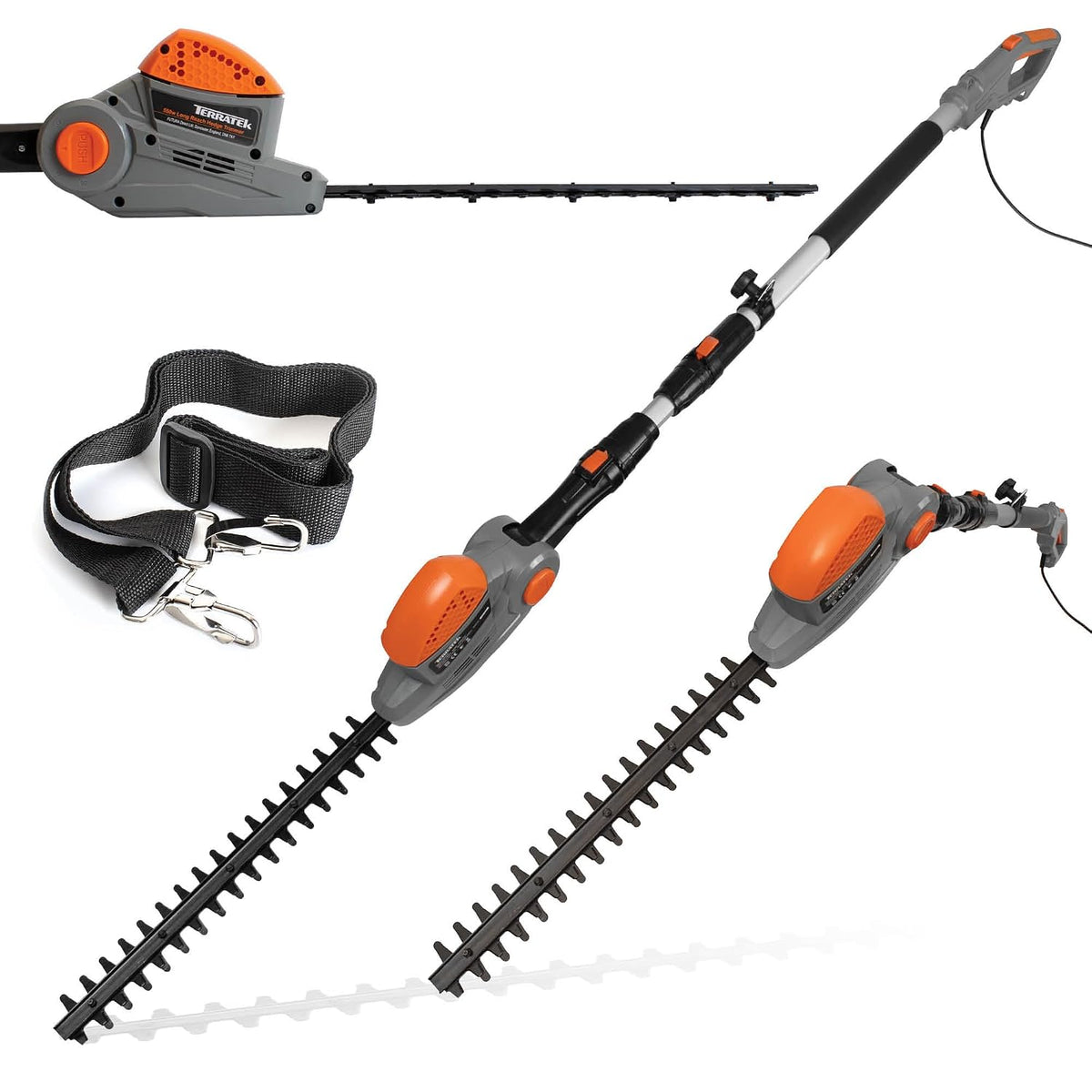 Corded Pole Hedge Trimmer 550W 8.2ft Telescopic 17.7in Blade 4-Position Head