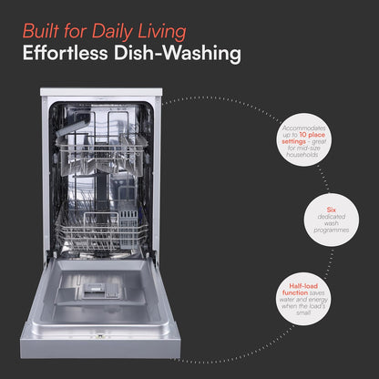 Freestanding Dishwasher 10 Place Settings 17.7in White