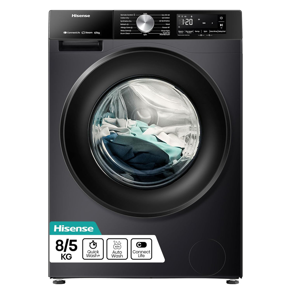 Freestanding Washer Dryer 17.6lb Wash 11lb Dry 1400Rpm Black