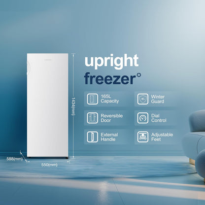 Freestanding Upright Freezer 5.8 cu ft 56.3in 5 Compartments Reversible Door White