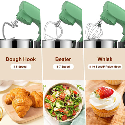 Stand Mixer 1500W 10 Speeds 5.8 Qt Tilt-Head Greengray