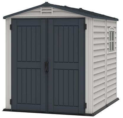 Plastic Garden Storage Shed 6 X 6 Ft Dark Gray Adobe Metal Roof
