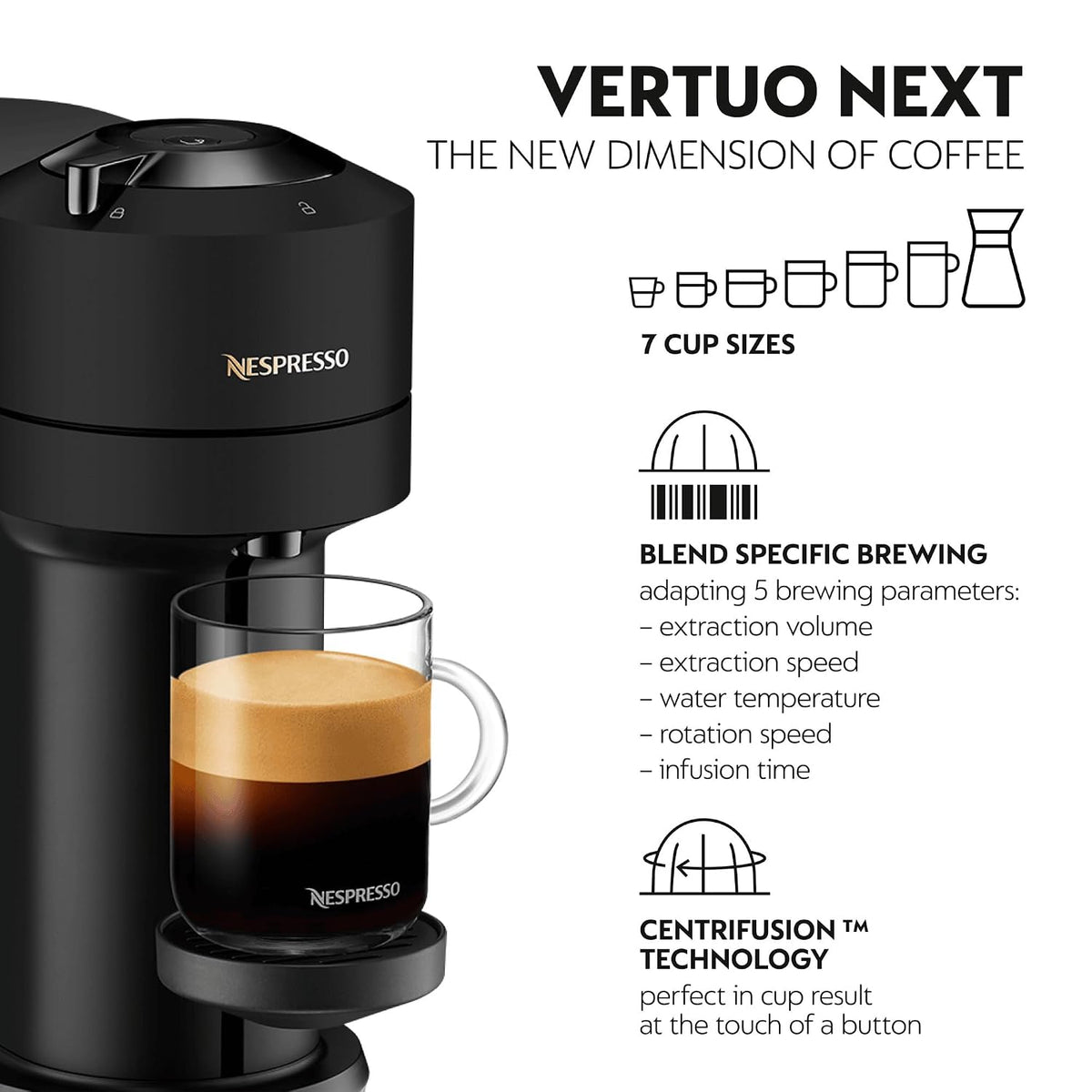 Automatic Pod Coffee Machine With One Touch Brewing 1.2 Qt Matte Black