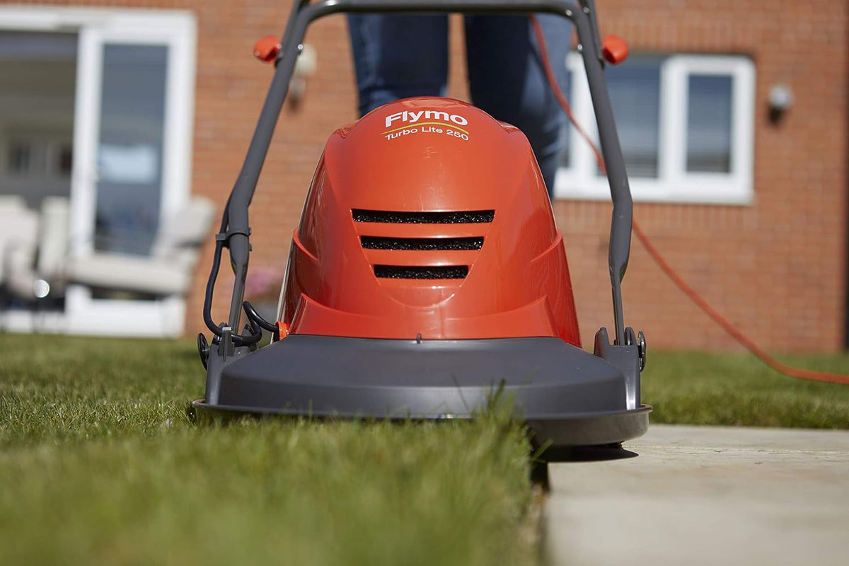 Electric Hover Lawn Mower 1400W 9.8in 3 Heights 32.8ft Cable Orange Gray