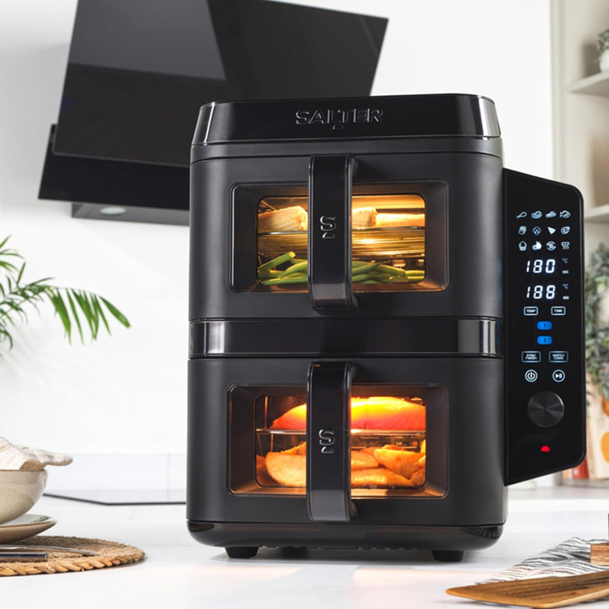 Double Stack Air Fryer 9.5 Qt 2400W 12 Functions Black