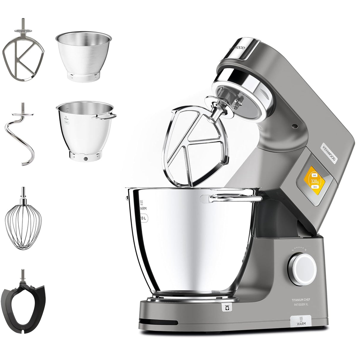 Stand Mixer 7.4 Qt 5.3 Qt 1400W 6 Speeds Touch Screen Silver