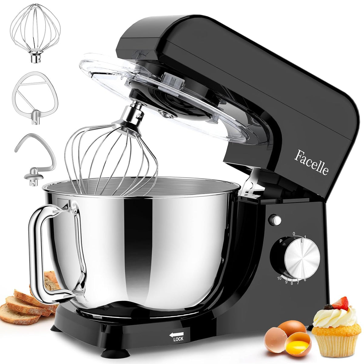 Stand Mixer 5.8 Qt 1500W 10 Speed Pulse Black