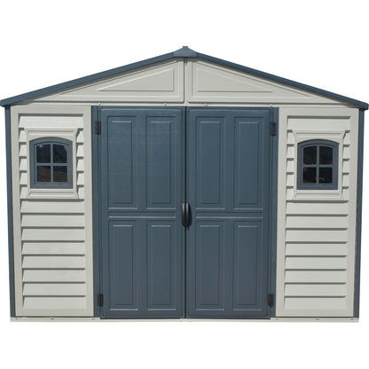 Plastic Garden Storage Shed 10.5 X 8 Ft Double Doors Lockable Dark Gray
