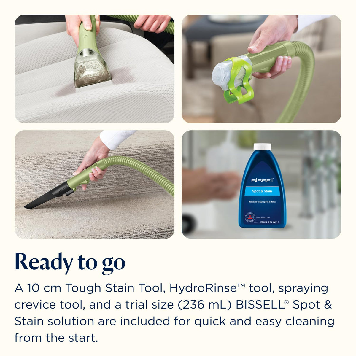 Portable Spot Cleaner 7800Pa Suction Dual Tank 1.5 Qt Green