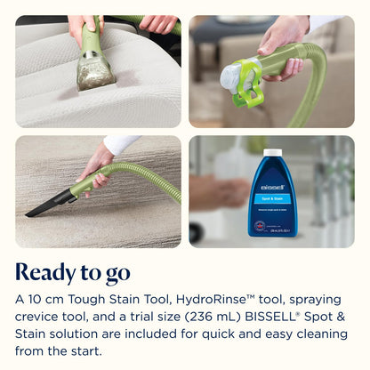 Portable Spot Cleaner 7800Pa Suction Dual Tank 1.5 Qt Green