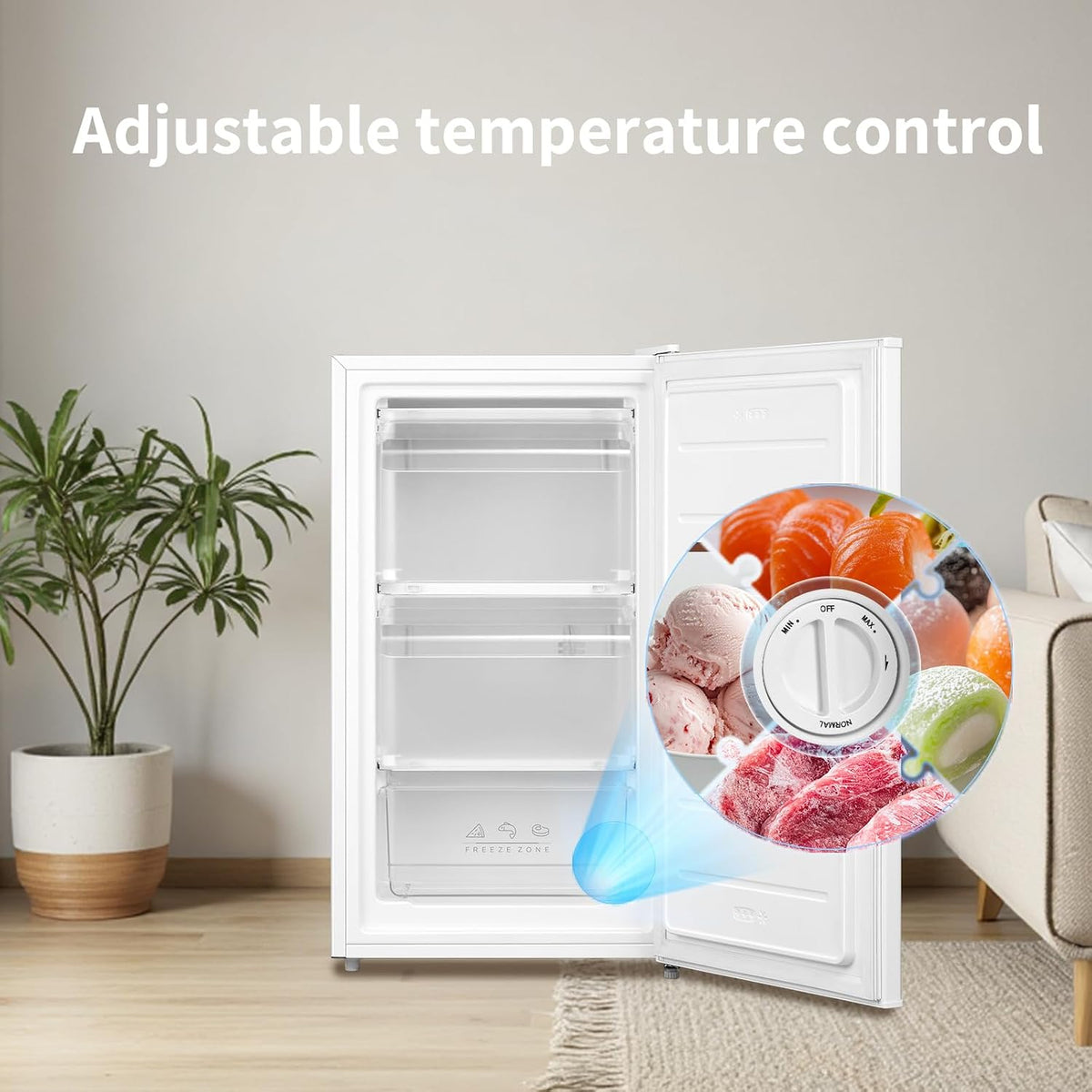 Under Counter Freezer 2.1 cu ft Freestanding With Reversible Door White