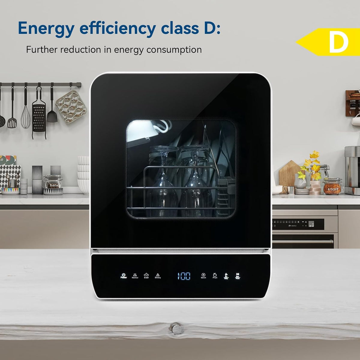 Portable Countertop Dishwasher 7 Programs 5.1 Qt Tank 3 Place Settings Black